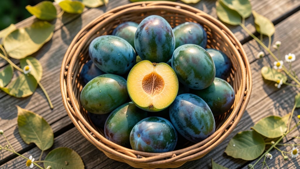 Heirloom Plums with Blue-Green Skin