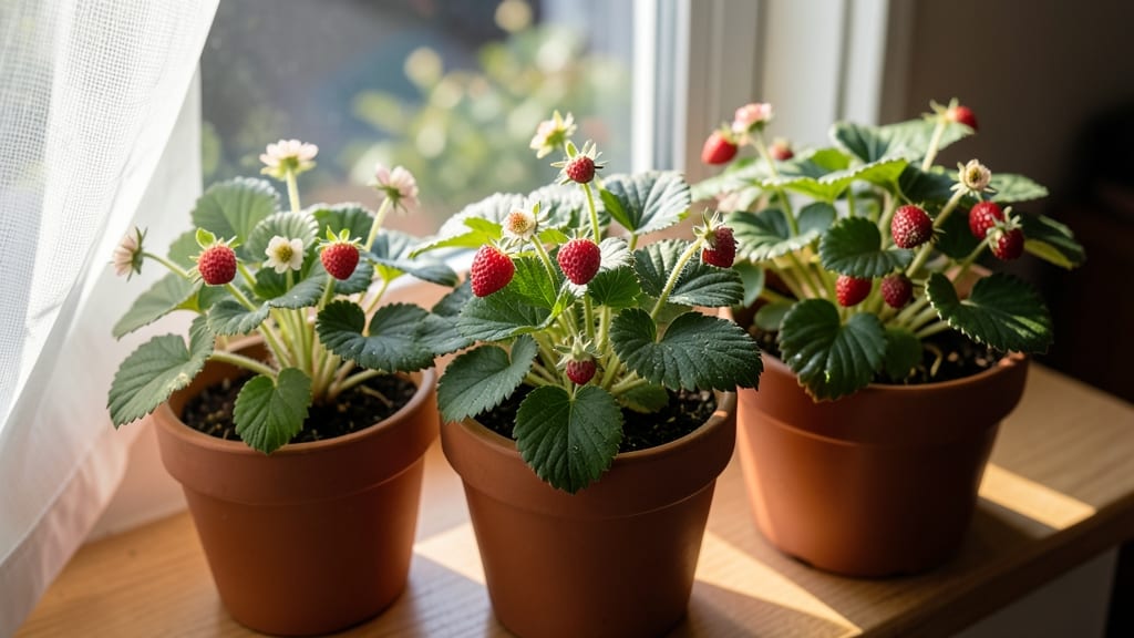 Strawberries In Window Box Planters