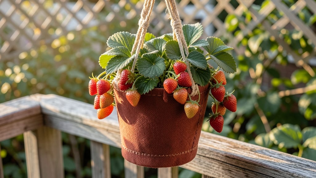 Strawberries in Hanging Containers