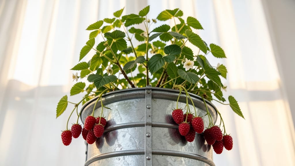 Raspberries in Vertical Planters